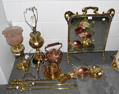 Lot 198 - A selection of copper and brassware,...