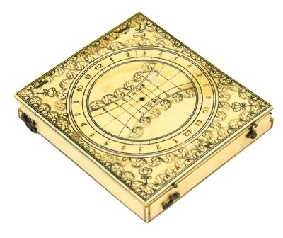 Lot 1044 - An Ivory Cased Portable Diptych Sundial,...