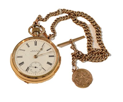 Lot 212 - A gold plated open faced pocket watch signed...