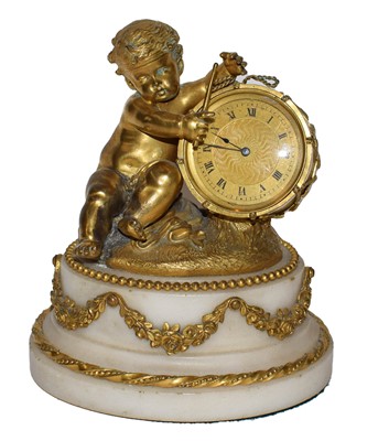 Lot 231 - A French gilt bronze mantel timepiece, circa...