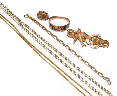 Lot 129 - A 9 carat gold trace link chain, length 41cm;...
