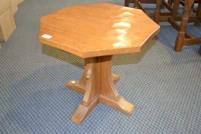 Lot 955 - A Robert  "Mouseman " Thompson Oak Octagonal Coffee Table, on a cruciform base, with carved...