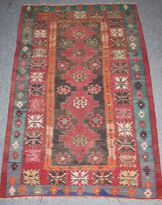 Lot 1015 - A Kilim, probably East Anatolia, the charcoal...