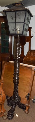 Lot 1270 - A Victorian mahogany standard lamp, the black...