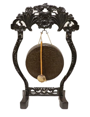 Lot 815 - {} A Chinese Ebonised Dinner Gong, late 19th...