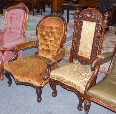 Lot 1204 - A Victorian Walnut Open Armchair, circa 1870,...