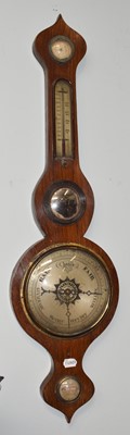 Lot 1264 - An early 19th century rosewood wheel barometer,...