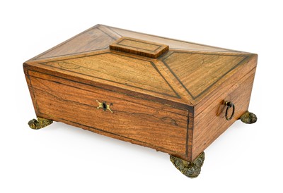 Lot 1002 - A Regency Rosewood and Brass Strung Work Box...
