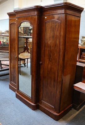 Lot 1078 - A Victorian Mahogany Three-Door Wardrobe,...