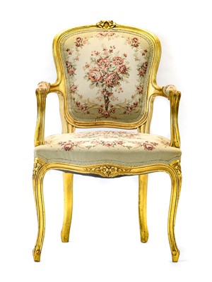 Lot 386 - {} A Carved Giltwood Fauteuil, 20th century,...