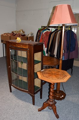 Lot 1112 - An oak gateleg table, an inlaid barley twist...