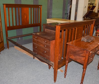 Lot 1119 - An Edwardian inlaid mahogany double bed 140cm...