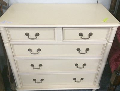 Lot 1155 - A modern cream painted bookcase cabinet of...