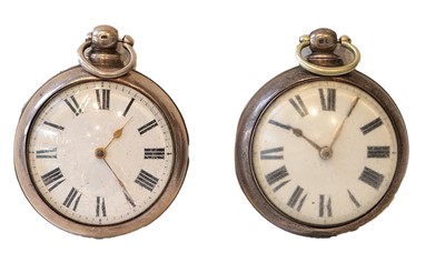 Lot 254 - Two silver pair cased verge pocket watches,...