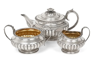 Lot 2098 - A Three-Piece George IV and William IV Silver Tea-Service