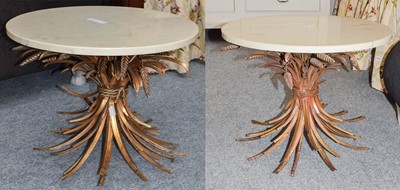 Lot 1139 - A pair of modern gilt metal occasional tables...