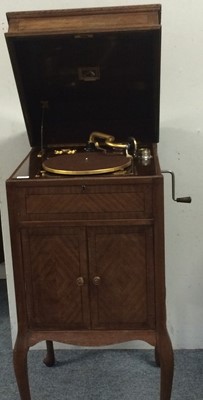 Lot 1133 - An HMV mahogany cased gramophone cabinet model...