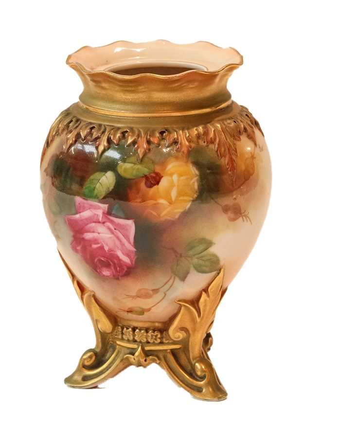 Lot 88 - A Royal Worcester porcelain floral and gilt...