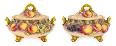 Lot 24 - {} A Pair of Royal Worcester Style Porcelain...