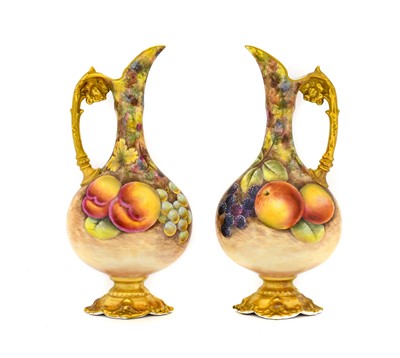 Lot 23 - {} A Pair of Royal Worcester Style Porcelain...