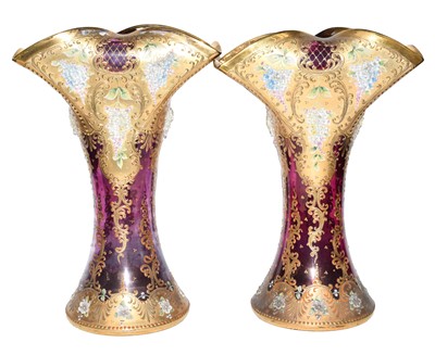 Lot 159 - A pair of Venetian Pauly & C., amethyst glass...