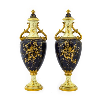 Lot 81 - {} A Pair of Coalport Porcelain Vases, early...