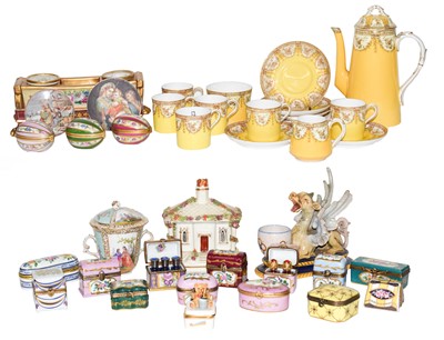 Lot 85 - A Royal Worcester yellow ground coffee set;...