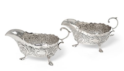 Lot 84 - A Pair of Victorian Silver Sauceboats, by Job...