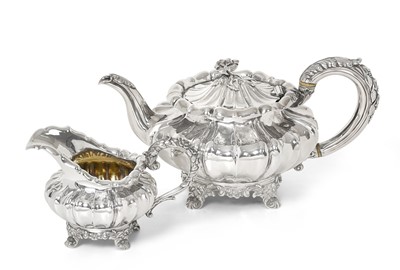 Lot 2292 - {} A William IV Provincial Silver Teapot and Cream-Jug