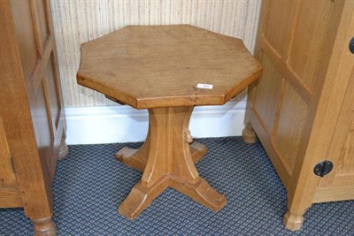 Lot 960 - A Robert  "Mouseman " Thompson Oak Octagonal Coffee Table, on a cruciform base, with carved...