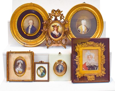 Lot 251 - A 19th century ivory portrait miniature in...