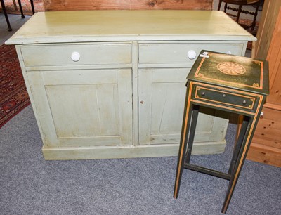 Lot 1117 - A green painted Victorian pine cupboard 115cm...