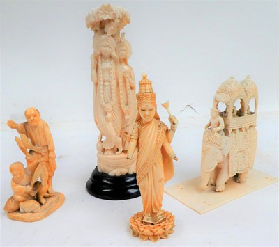 Lot 247 - A quantity of late 19th century ivory carvings...