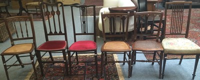 Lot 1168 - Three mahogany framed cane seated chairs with...