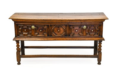 Lot 1373 - A 17th Century Oak Dresser Base, the moulded...