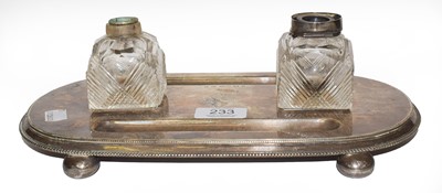 Lot 233 - A Victorian silver inkstand, shaped oblong and...