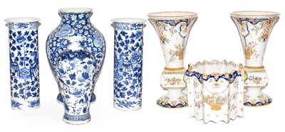 Lot 243 - Four 19th century Chinese blue and white vases,...