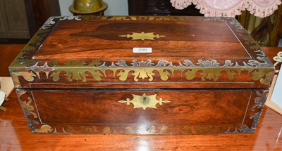 Lot 306 - A Victorian brass mounted rosewood writing slope