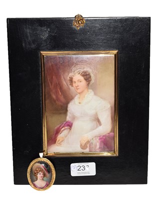 Lot 236 - A Portrait miniature on porcelain, signed...