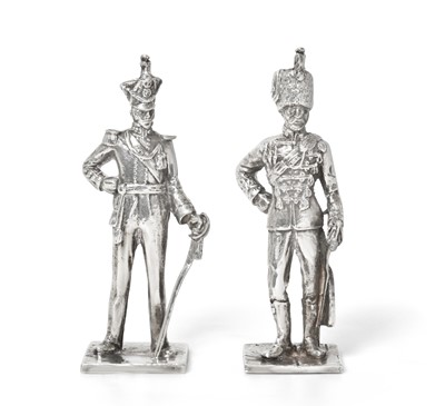 Lot 2166 - A Pair of Elizabeth II Silver Models of Cavalry Officers