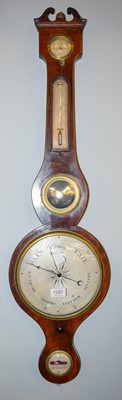 Lot 1297 - A Regency inlaid mahogany wheel barometer with...