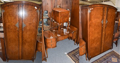 Lot 1276 - A 20th century mahogany and burr walnut three...