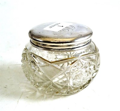 Lot 1 - Silver topped cut glass and a powder jar