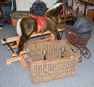 Lot 1175 - A 20th century plush rocking horse of tressle...