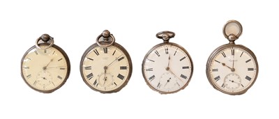 Lot 246 - Four silver open faced pocket watches signed...
