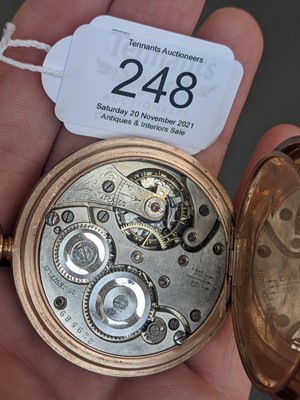 Lot 248 - A 9 carat gold open faced pocket watch, case...