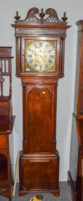 Lot 1179 - An oak eight day longcase clock, dial signed...