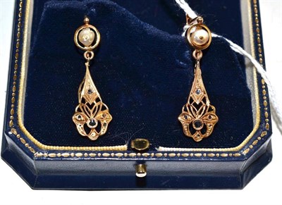 Lot 4 - A pair of pearl set drop earrings