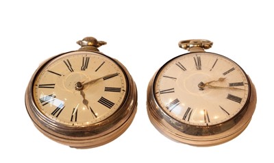 Lot 255 - Two silver pair cased verge pocket watches,...