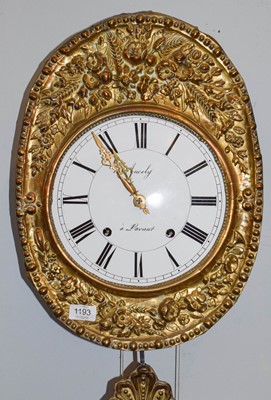 Lot 1193 - A French striking wall clock dial signed Ancley